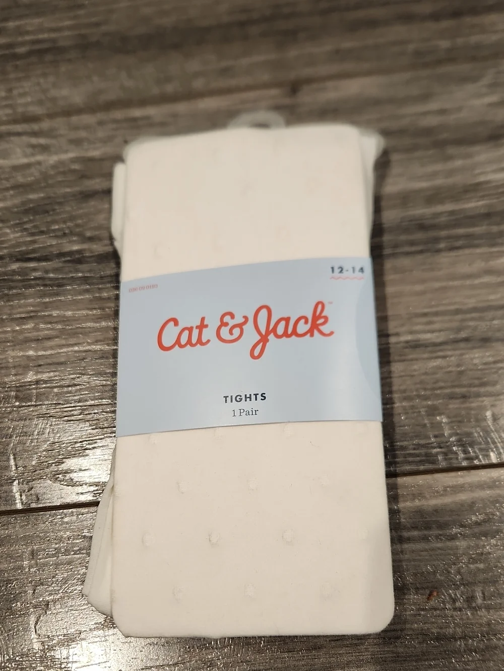 NWT Cat & Jack Girls Sz 12-14 White w/dots Footed Tights